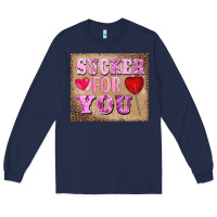 Navy valentine's day sucker for you Long Sleeve Tee - BarkalooDesign