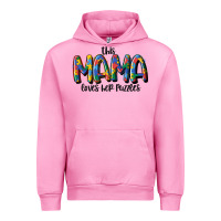 Fuchsia Pink this mama loves her puzzle Urban Hoodie - MaliasSmallBusiness