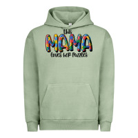 Pigment Oil Green this mama loves her puzzle Urban Hoodie - MaliasSmallBusiness