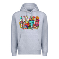 Heather Grey p.e. teacher coffee cups Premium Hoodie - NancyCooperArtShop