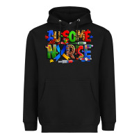 Black ausome autism nurse Heavyweight Hoodie - Zillion Design Studio