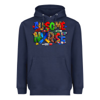 Navy ausome autism nurse Heavyweight Hoodie - Zillion Design Studio
