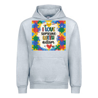 Heather Grey ı love someone with autism Urban Hoodie - MaliasSmallBusiness