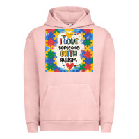 Pigment Salmon ı love someone with autism Urban Hoodie - MaliasSmallBusiness