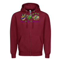 Burgundy Peace Love King Cake Zipper Hoodie - RanaPortraitStore