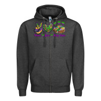 Charcoal Heather Peace Love King Cake Zipper Hoodie - RanaPortraitStore