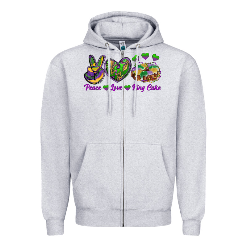 Peace Love King Cake Zipper Hoodie by RanaPortraitStore | Teevron