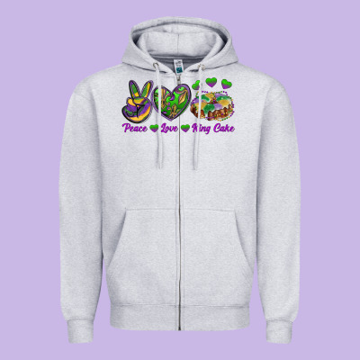 Zipper Hoodie Peace Love King Cake