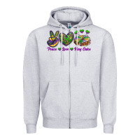 Heather Grey Peace Love King Cake Zipper Hoodie - RanaPortraitStore