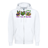 White Peace Love King Cake Zipper Hoodie - RanaPortraitStore