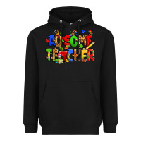 Black ausome autism teacher Heavyweight Hoodie - Zillion Design Studio