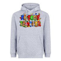 Heather Grey ausome autism teacher Heavyweight Hoodie - Zillion Design Studio