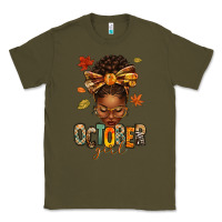 Army Green october girl afro woman fall Classic Tee - texasbilliewilder