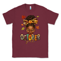 Burgundy october girl afro woman fall Classic Tee - texasbilliewilder