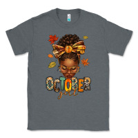 Charcoal Heather october girl afro woman fall Classic Tee - texasbilliewilder