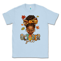 Dusty Blue october girl afro woman fall Classic Tee - texasbilliewilder