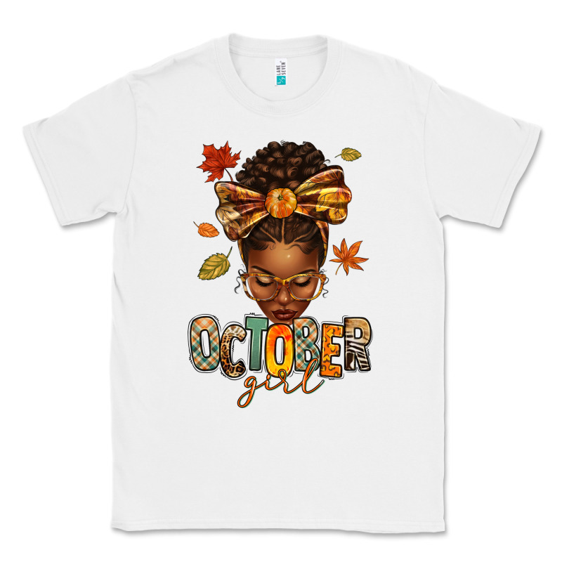 October Girl Afro Woman Fall Classic Tee by texasbilliewilder | Teevron