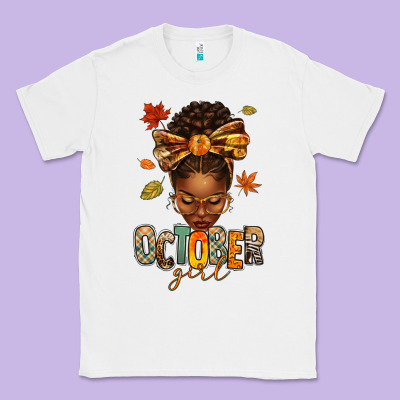 Classic Tee october girl afro woman fall