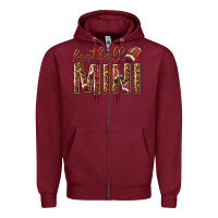 Burgundy football mini with leopard Zipper Hoodie - texasbilliewilder
