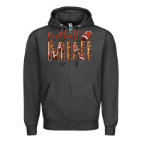 Charcoal Heather football mini with leopard Zipper Hoodie - texasbilliewilder