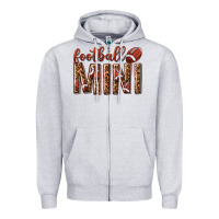 Heather Grey football mini with leopard Zipper Hoodie - texasbilliewilder