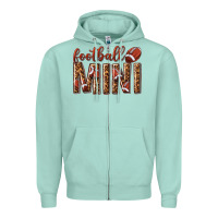 Seafoam football mini with leopard Zipper Hoodie - texasbilliewilder