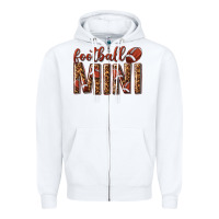 White football mini with leopard Zipper Hoodie - texasbilliewilder
