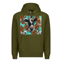 Army Green western black and white cow Premium Hoodie - BarkalooDesign