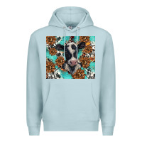 Blue Mist western black and white cow Premium Hoodie - BarkalooDesign