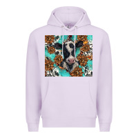 Lilac western black and white cow Premium Hoodie - BarkalooDesign
