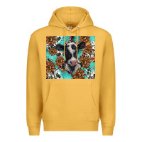 Mustard western black and white cow Premium Hoodie - BarkalooDesign
