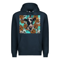 Navy western black and white cow Premium Hoodie - BarkalooDesign