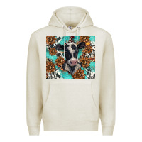 Oatmeal Heather western black and white cow Premium Hoodie - BarkalooDesign
