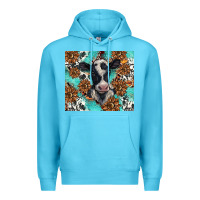 Ocean Blue western black and white cow Premium Hoodie - BarkalooDesign