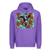 Purple western black and white cow Premium Hoodie - BarkalooDesign