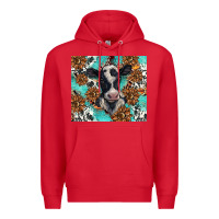Red western black and white cow Premium Hoodie - BarkalooDesign