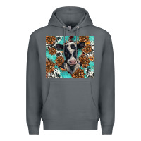 Rock western black and white cow Premium Hoodie - BarkalooDesign