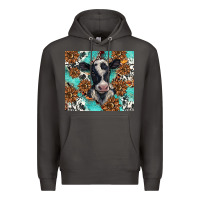 Smoke western black and white cow Premium Hoodie - BarkalooDesign