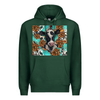Sports Green western black and white cow Premium Hoodie - BarkalooDesign