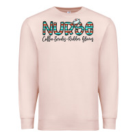 Pale Pink coffee scrubs and rubber gloves Premium Sweatshirt - CowhideDigitalArt