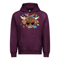 Mauve Wine autism awareness cow Urban Hoodie - MaliasSmallBusiness