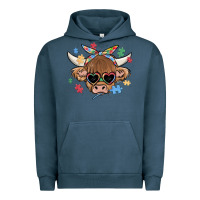 Pigment Midnight Navy autism awareness cow Urban Hoodie - MaliasSmallBusiness
