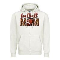 Oatmeal Heather football mom Zipper Hoodie - texasbilliewilder