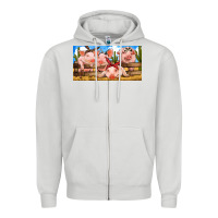 Dove Grey Pig Farm Zipper Hoodie - RanaPortraitStore
