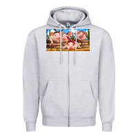 Heather Grey Pig Farm Zipper Hoodie - RanaPortraitStore