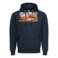 Navy Pig Farm Zipper Hoodie - RanaPortraitStore