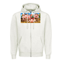Oatmeal Heather Pig Farm Zipper Hoodie - RanaPortraitStore