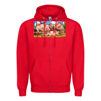 Red Pig Farm Zipper Hoodie - RanaPortraitStore