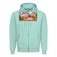 Seafoam Pig Farm Zipper Hoodie - RanaPortraitStore