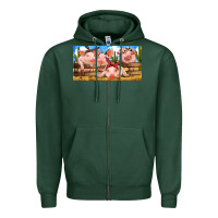 Sports Green Pig Farm Zipper Hoodie - RanaPortraitStore